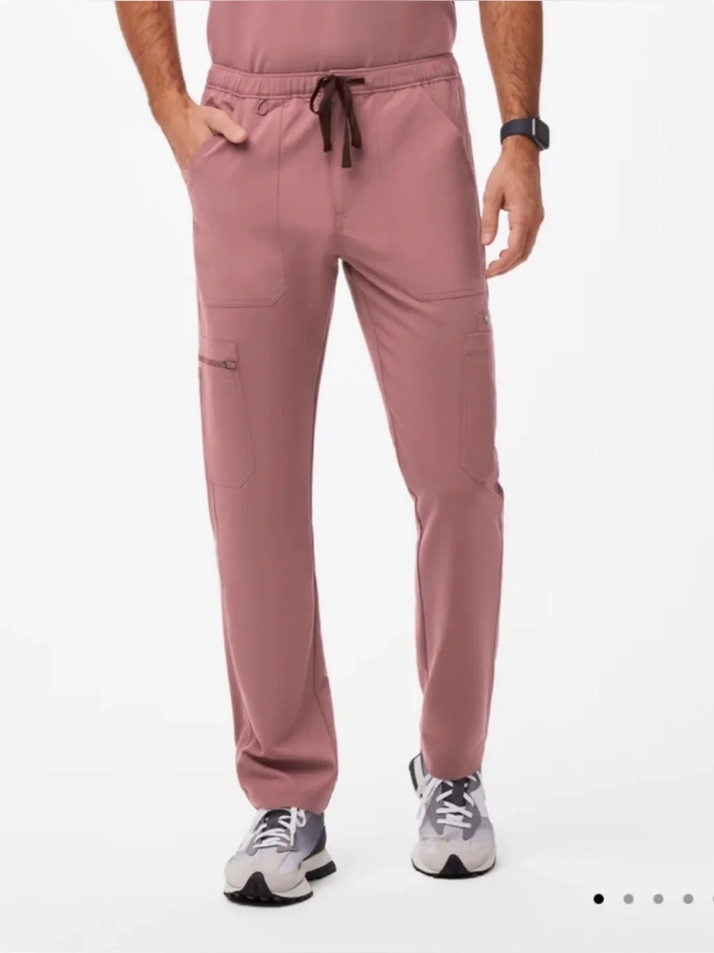 Figs Men’s Cairo Cargo Scrub Pants Mauve Medium Short Straight Leg Drawstring